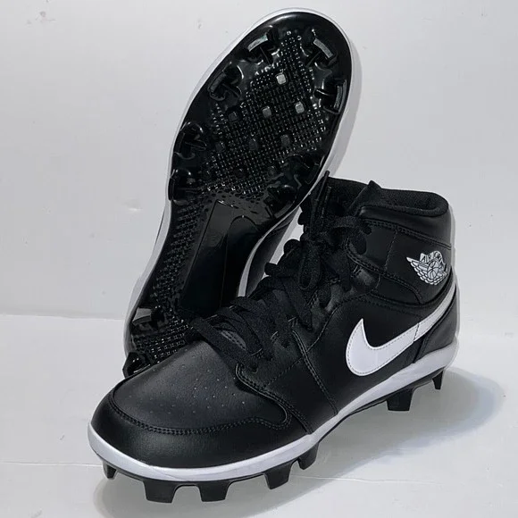 Air Jordan 1 Retro MCS Baseball Cleats Black Molded MEN'S 10 AV5354-001 NEW - Picture 2 of 15
